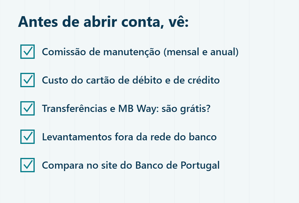 O que verificar antes de abrir uma conta bancária